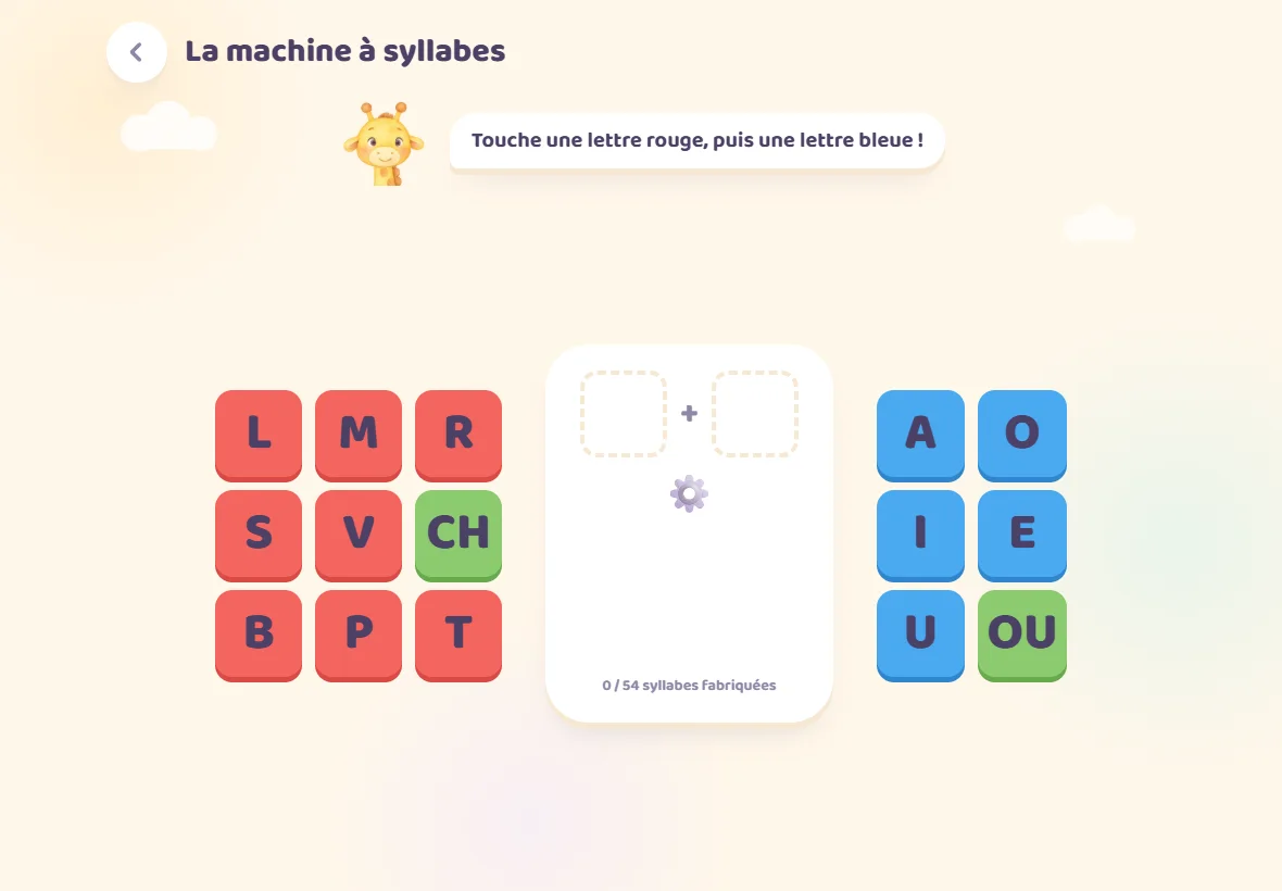 La machine à syllabes, une activité à découvrir ensemble dans Girafoufou