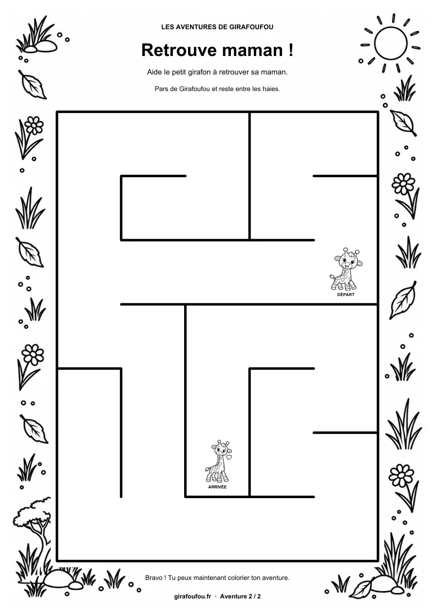 Labyrinthes illustrés à colorier · page 2